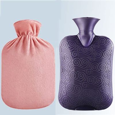 2 Liter Hot Water Bottle Soft Premium Faux Fur Cover -Comfortable,Safe and Durable Heat Retention Good Performance,Warm in Winter Gifts (Color : Purple, Size : 2000ML)