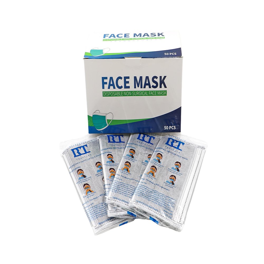 4-Ply Carbon Filter Face Mask with Elastic Ear Straps - 50 Pack