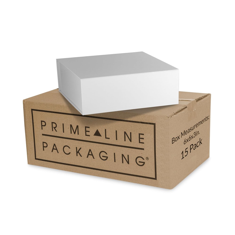 Prime Line Packaging Christmas Gift Boxes with Lids, Holiday Gift Boxes for Presents, Mini White Gift Box for Small Business, Birthdays, Weddings, Jewelry Storage, Bulk, 6x6x3, 15 Pack
