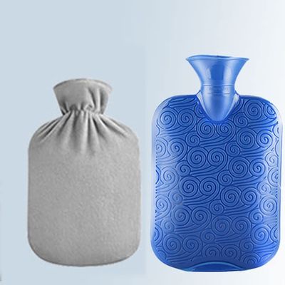 2 Liter Hot Water Bottle Soft Premium Faux Fur Cover -Comfortable,Safe and Durable Heat Retention Good Performance,Warm in Winter Gifts (Color : Blue, Size : 1000ML)