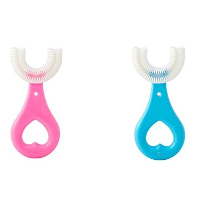 ZPC 2 Pieces of Children's toothbrushes Full Round Children's U-Shaped Toothbrush 360 Oral Cleaning Design for Toddlers and Children Soft Manual Training Toothbrush for 2-6 Years Old Children