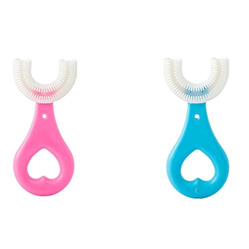 ZPC 2 Pieces of Children's toothbrushes Full Round Children's U-Shaped Toothbrush 360 Oral Cleaning Design for Toddlers and Children Soft Manual Training Toothbrush for 2-6 Years Old Children