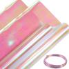 Marspark 39 x 138 Inch Iridescent Cellophane Wrap for Gift Baskets and 32.8 Feet Bendable Pink Aluminum Wire, Pink Iridescent Film Paper Holographic 11.5 Feet Wrapping Paper for DIY Crafts Treats view 1