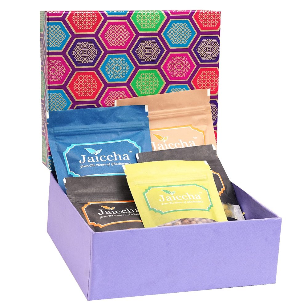 Jaiccha Ghasitaram Diwali Gifts - Diwali Gifts Gourmet Hamper Box of Nuts and Namkeen