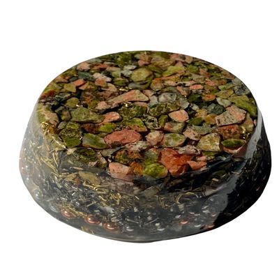 Unakite Single Crystal Tower Buster Orgone Generator Energy Accumulator PERFECT GIFTING TOOL!!!! Made using Advance Harmonics Orgonite Many Beautiful Ingredients! tbschm(Unakite)