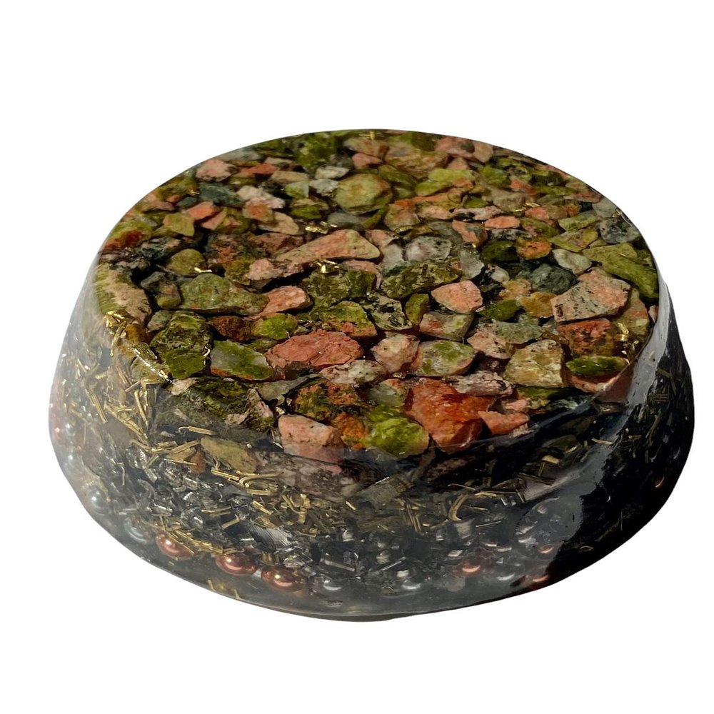 Unakite Single Crystal Tower Buster Orgone Generator Energy Accumulator PERFECT GIFTING TOOL!!!! Made using Advance Harmonics Orgonite Many Beautiful Ingredients! tbschm(Unakite)