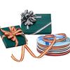 3/8" X 25 Yards Narrow Center Stripe Natural Ribbon - Natural, Orange - Roll 1 view 4
