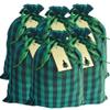 Eylola 6-Piece 11.8 x 15.7 inch Christmas Buffalo Plaid Drawstring Bags - Cotton Xmas Present Bags with Santa Sack and Stocking Design - Green and Black view 1