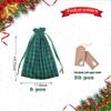 Eylola 6-Piece 11.8 x 15.7 inch Christmas Buffalo Plaid Drawstring Bags - Cotton Xmas Present Bags with Santa Sack and Stocking Design - Green and Black view 2