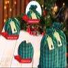 Eylola 6-Piece 11.8 x 15.7 inch Christmas Buffalo Plaid Drawstring Bags - Cotton Xmas Present Bags with Santa Sack and Stocking Design - Green and Black view 3