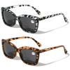 V.W.E. 2 Pairs BIFOCAL Women Big Lens Butterfly Reading SunGlasses - Fun Cateye Outdoor Glasses (1 Grey 1 Brown, 2.50) view 1