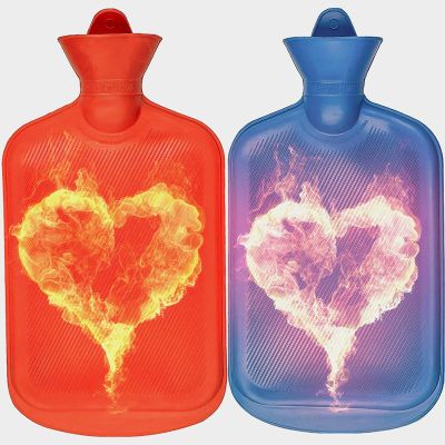 2 Pack Premium Simple Rubber 2L Hot Water BagReusable Hot Compress and Heat TherapyNatural Rubber -BPA Free-Durable Hot Water Bag (Color : Blue+red)