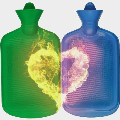 2 Pack Premium Simple Rubber 2L Hot Water BagReusable Hot Compress and Heat TherapyNatural Rubber -BPA Free-Durable Hot Water Bag (Color : Green+Blue)