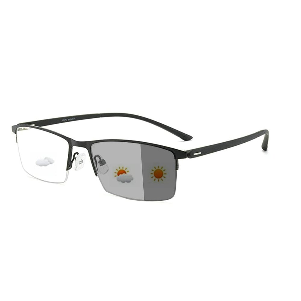 Transition Photochromic Bifocal Reading Glasses Men Safety Business Square Sunglasses Readers Fashion Anti UV Ray Eyestrain (black, 325 magnification)