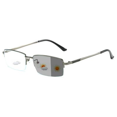 Transition Photochromic Bifocal Reading Glasses Men Women Outdoor Square Hyperopia Presbyopia Reader Sunglasses (BLACK, 275 magnification)