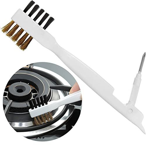 Kitchen Cleaning Scrub Brush - Deep Gas Stove Brass Wire Brushes with Stiff Bristles & Cooktop Scraper, Scrubber for Range Hood Grease Grime, Rust Cleaner for Pot Pan, Household Cleaning Tools