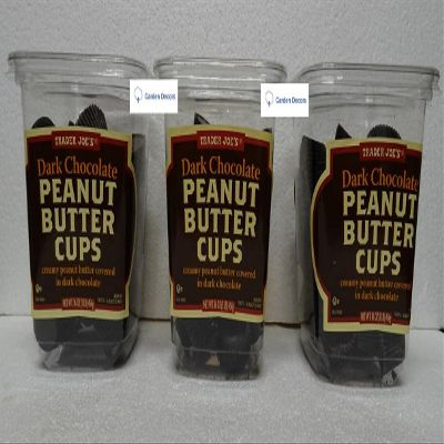 Trader Joe's Dark Chocolate Peanut Butter Cups Container 16oz 454g (Three Containers)
