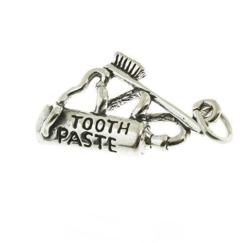 A-Store 925 Sterling Silver Tooth Paste Tube and Toothbrush Charm Made in USA Jewelry Making For You