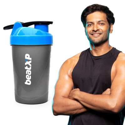 beatXP Shaker Bottle for Protein Shake, Compact Gym Plastic Shaker BPA Free Material Sipper Bottle 100% Leak Proof (400 ML)