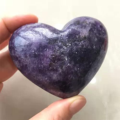 1pc Natural Quartz Purple Crystal Stone lepidolite mica Heart Shaped for Gifts 2inch