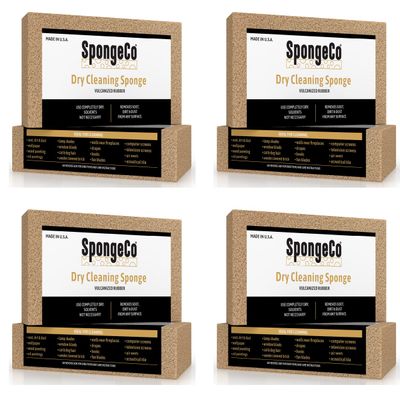 SpongeCo - Dry Cleaning Soot Eraser Sponge - Pet Hair, Smoke, Soot, Dust and Dirt Remover 3x6x1.5 4 Pack