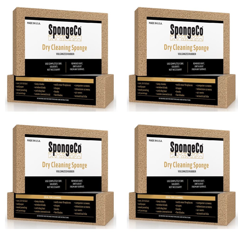 SpongeCo - Dry Cleaning Soot Eraser Sponge - Pet Hair, Smoke, Soot, Dust and Dirt Remover 3x6x1.5 4 Pack