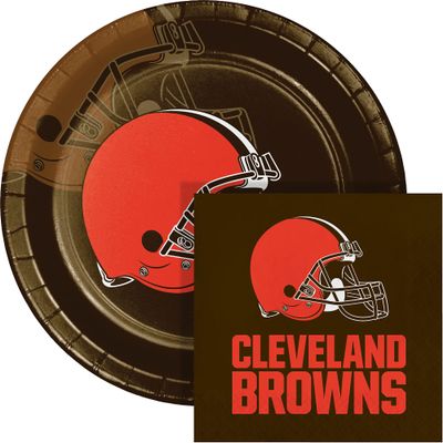 Trendware Cleveland Browns Paper Plate and Napkin Party Kit, Serves 16