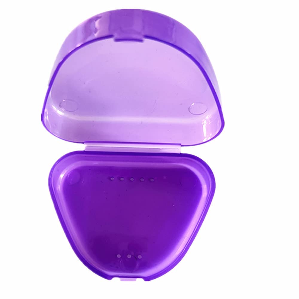 3pcs Retainer Case with Vent Holes Mouth Guard Case Orthodontic Dental Retainer Box Denture Storage Container (Purple)