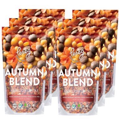 Autumn Lentil Blend (16 Oz x 6 Pack) - Heirloom Lentils with Red Lentils, Brown Lentils, Yellow Moong Dal Lentils, & Yellow Split Peas - High in Protein & Fiber - Vegan