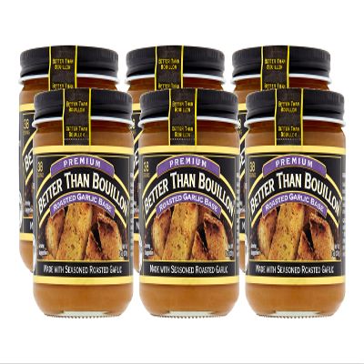 Better Than Bouillon Premium Roasted Garlic Base, Made with Seasoned Roasted Garlic, 38 Servings Per Jar, 8 Ounce (Pack of 6)