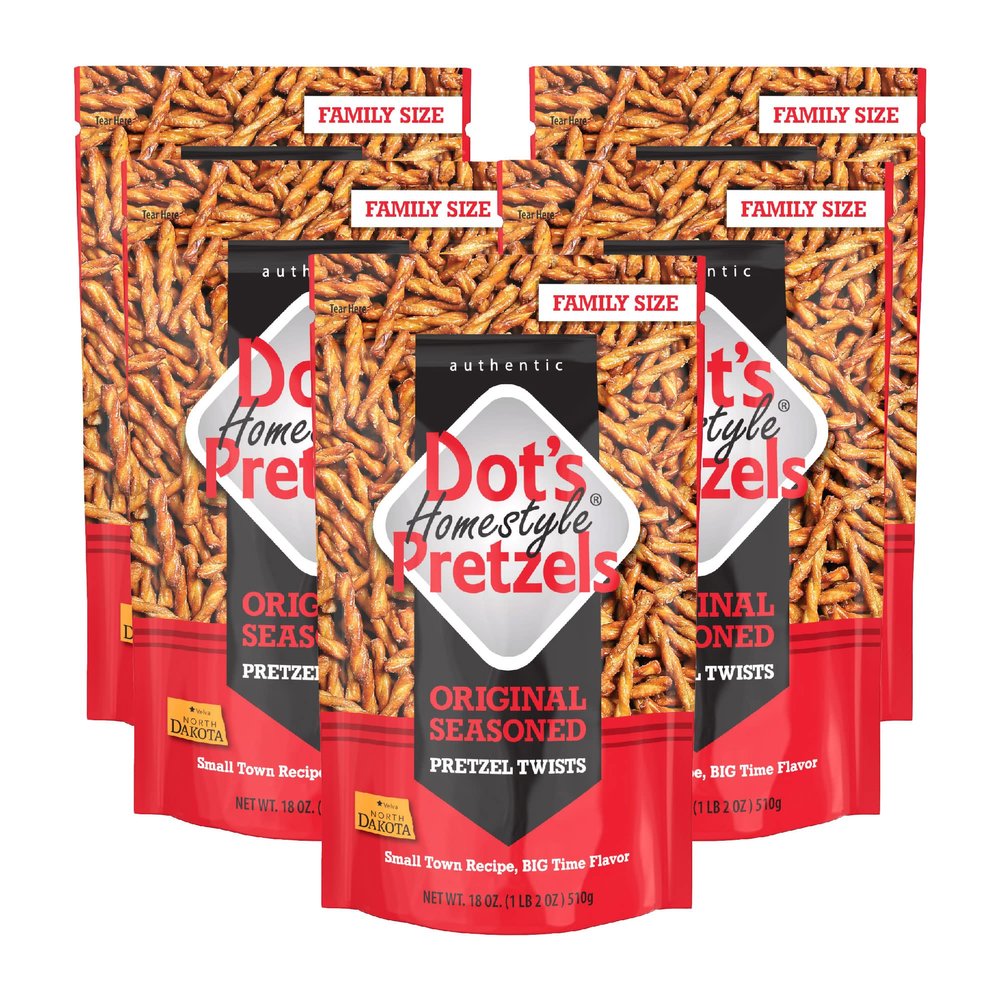Dot's Homestyle Pretzels 18 Ounce Family Size Original Seasoned Pretzel Twists (5 Pack)