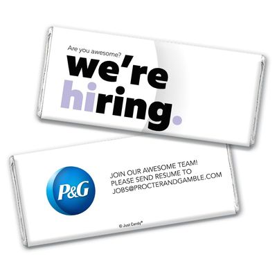 36ct Corporate Recruiting Promotional Product Personalized Bars "We're Hiring" Candy Item Giveaways (36 Pack) - Light Purple