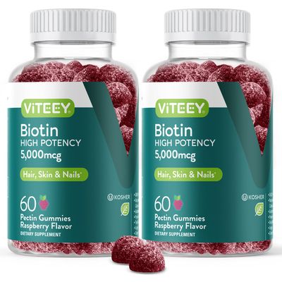 VITEEY Biotin Gummies for Hair Skin and Nails - Biotin for Hair Growth Gummies - 5000 mcg - Vegan, Gluten-Free, Non-GMO 120 Count