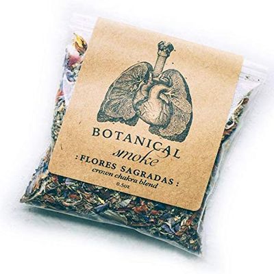 Anima Mundi Apothecary Flores Sagradas - Crown Chakra Blend - Organic Herbal Blend with Mugwort and Rose Petals to Promote Relaxation (0.5oz)