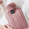 2L Hot Water Bottle with Cover,Soft Knitted Protective Cover,Hot Water Bag for Pain Relief,Neck and Shoulders,Feet Warmer (Color : Blue, Size : 2000ML) view 2
