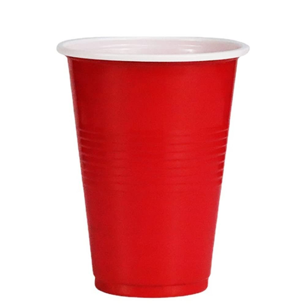 ACEVER 16-Ounce Disposable Plastic Cups, Party Game Cup, Pack of 100 (Red)