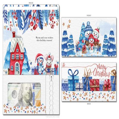 ZipGifts Holiday Card | Zip-Open Money Holder w/Clear Plastic Window for Cash, Check, & Gift Card (Warm & Cozy)