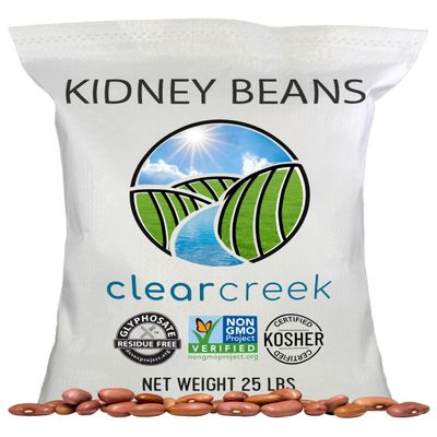 CLEAR CREEK Certified Glyphosate Residue Free Kidney Beans Grown in Washington | 25 lbs | Non-GMO | Kosher | Vegan | Non-Irradiated