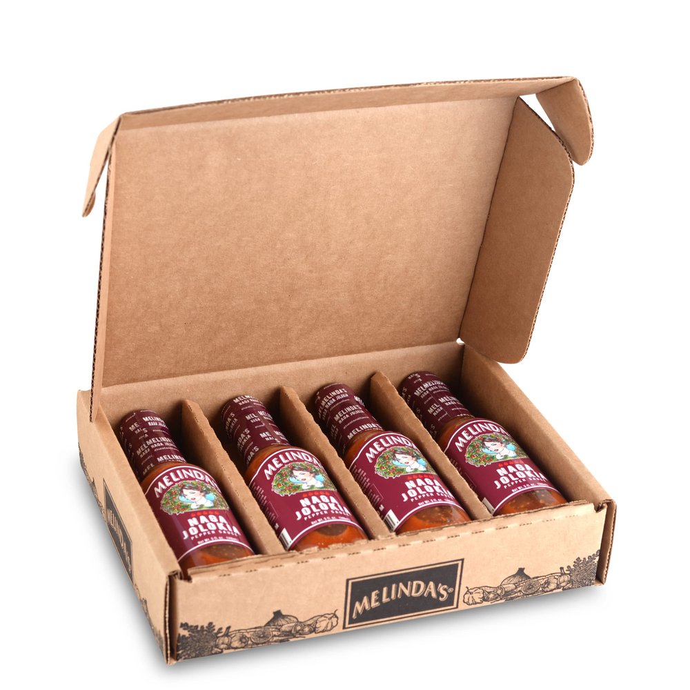 Melindas Naga Jolokia Pepper Hot Sauce - Gourmet Naga Jolokia Hot Sauce Perfect for Adding Serious Fire to Any Meal - Fruity & Blazing, Extra Hot - Gluten-Free, Keto, Vegan, Non-GMO - 5oz, 4 Pack