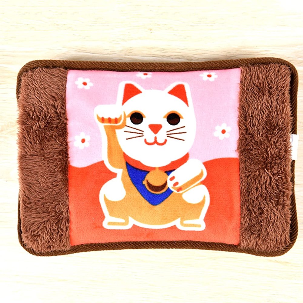 Rechargeable Heating hot Water Bottle,hot Water Bottle,Double-Handed Plush Cover,Help Relieve Body Pain and Help Warmth (Color : Brown 1)