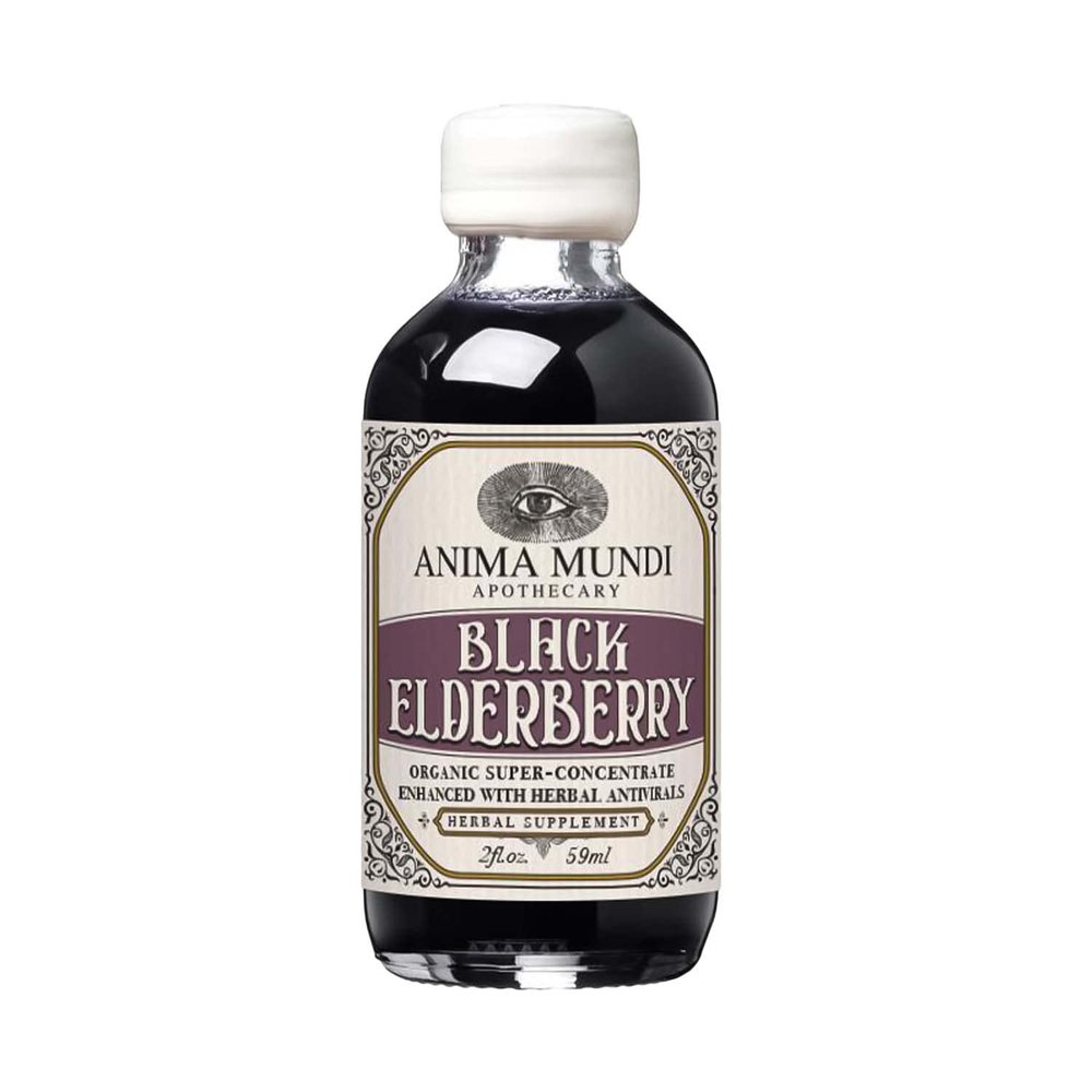 Anima Mundi Apothecary Black Elderberry Syrup - Organic Elderberry Syrup for Immunity Support with Skullcap Baikal, Cordyceps, Reishi, Shiitake & Maitake Mushrooms (2oz / 59ml)