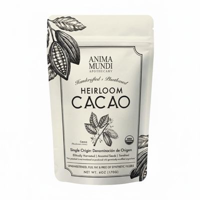 Anima Mundi Heirloom Cacao Powder - Organic Ancestral Seeds - Single Origin Ecuador Cacao Arriba Superfood for Ceremonial Rituals - Antioxidant-Rich + Mineral-Dense (6 oz)