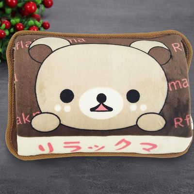 BcofoA Rechargeable Heating hot Water Bottle,hot Bottle,Double-Handed Plush Cover,Help Relieve Body Pain and Help Warmth (Color : Brown 2)