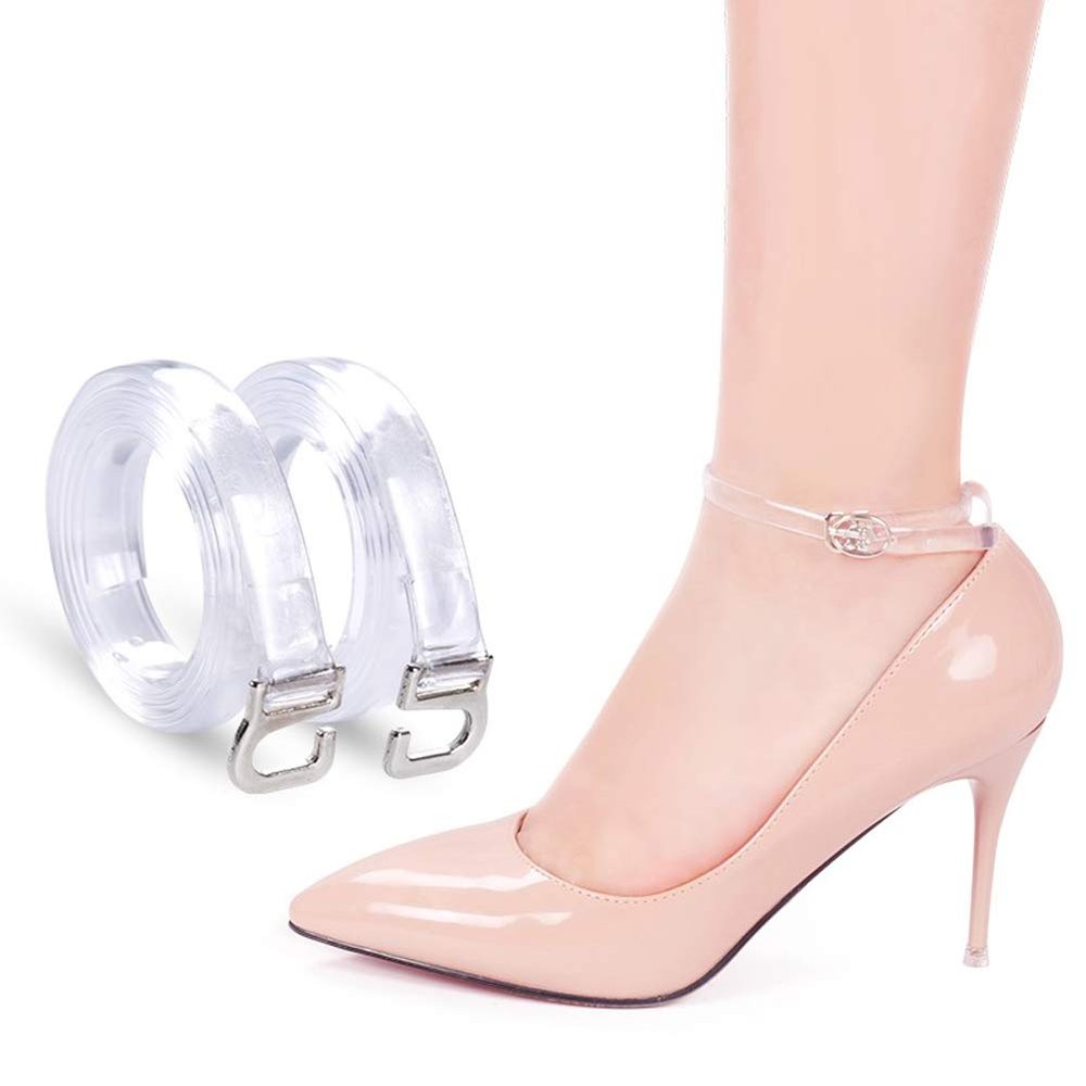 2 Pairs Womens Transparent Detachable Handy Inelastic Adjustable Shoe Straps High Heels Anti-Loose Invisible Shoelace Shoelace Shoe String Replacement Feet Accessories (60.5cm/ 23.8inch)