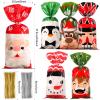 Blulu 180 Pieces Christmas Candy Cellophane Plastic Treat Favor Bags With 200 Gold and Silver Twist Ties for Xmas Santa Goodie Cookie Winter Holiday Party Favors view 2