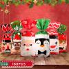 Blulu 180 Pieces Christmas Candy Cellophane Plastic Treat Favor Bags With 200 Gold and Silver Twist Ties for Xmas Santa Goodie Cookie Winter Holiday Party Favors view 3