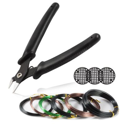 LEONTOOL Bonsai Tool Kit - Aluminum Wire (1mm, 1.5mm, 2mm) - Black - 10M Rolls - Kit Includes Wire Cutter, Mesh Pads - Part Number: 15GD919