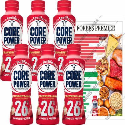 Fairlife Core Power High Protein Milk Shake, Natural Flavor Ready to Drink Protein Shake, The best Strawberry Protein Shakes, 14 fl oz , 26gm (Strawberry Banana flavor, Pack of 6 Bottles) protein, beverages, strawberries, FORBES PREMIER CARD INCLUDED