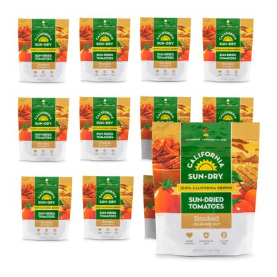 CALIFORNIA SUN DRY Sun Dried Tomatoes, Smoked, 3 ounce Bag (Pack of 12) | Ready to Eat