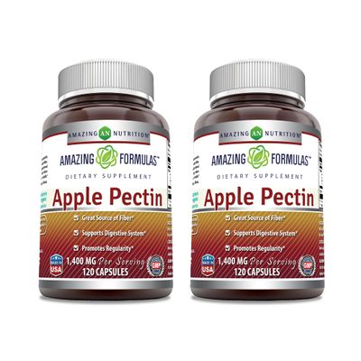 Amazing Formulas Apple Pectin 1400 mg Per Serving Supplement | Capsules | Non-GMO | Gluten Free | Made in USA (120 Count | 2 Pack)